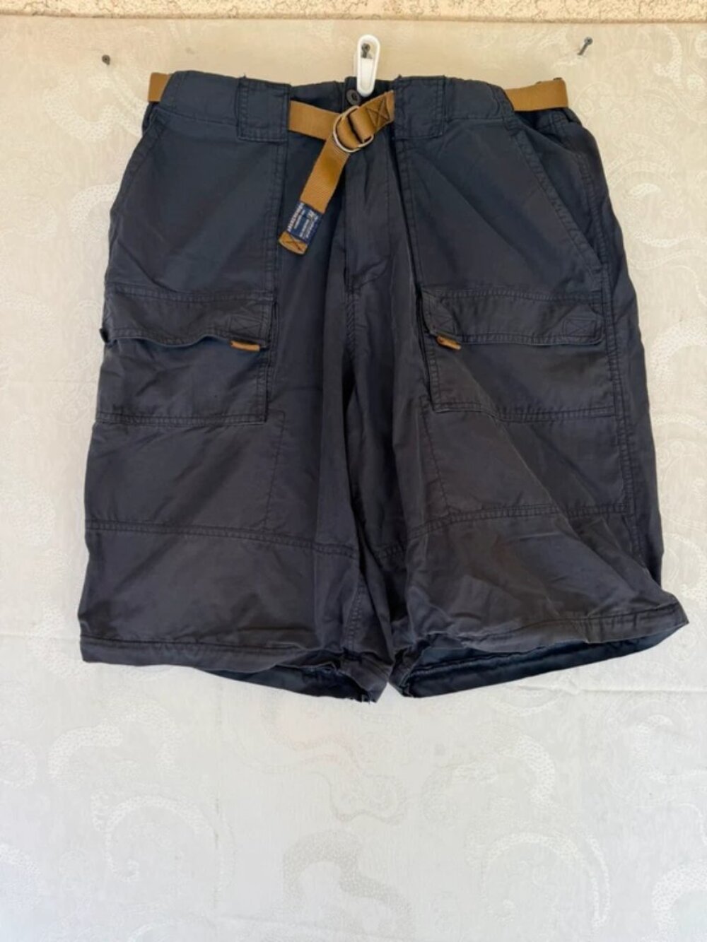 Abercrombie & Fitch Paratroops Mens Cargo Shorts Navy Blue Belted